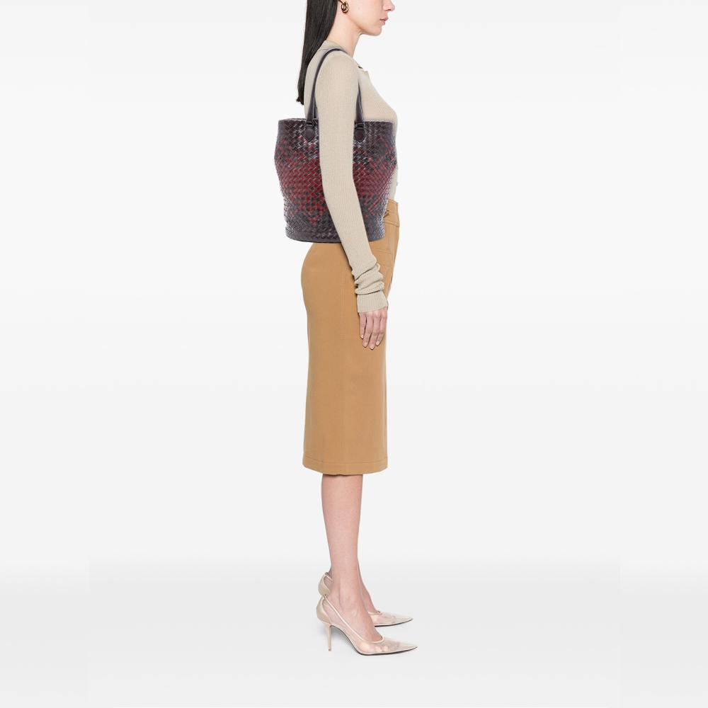 Bottega Veneta B Bottega Veneta Brown Dark Brown Nappa Leather Leather Bicolor Nappa Intrecciato Bucket Bag Italy