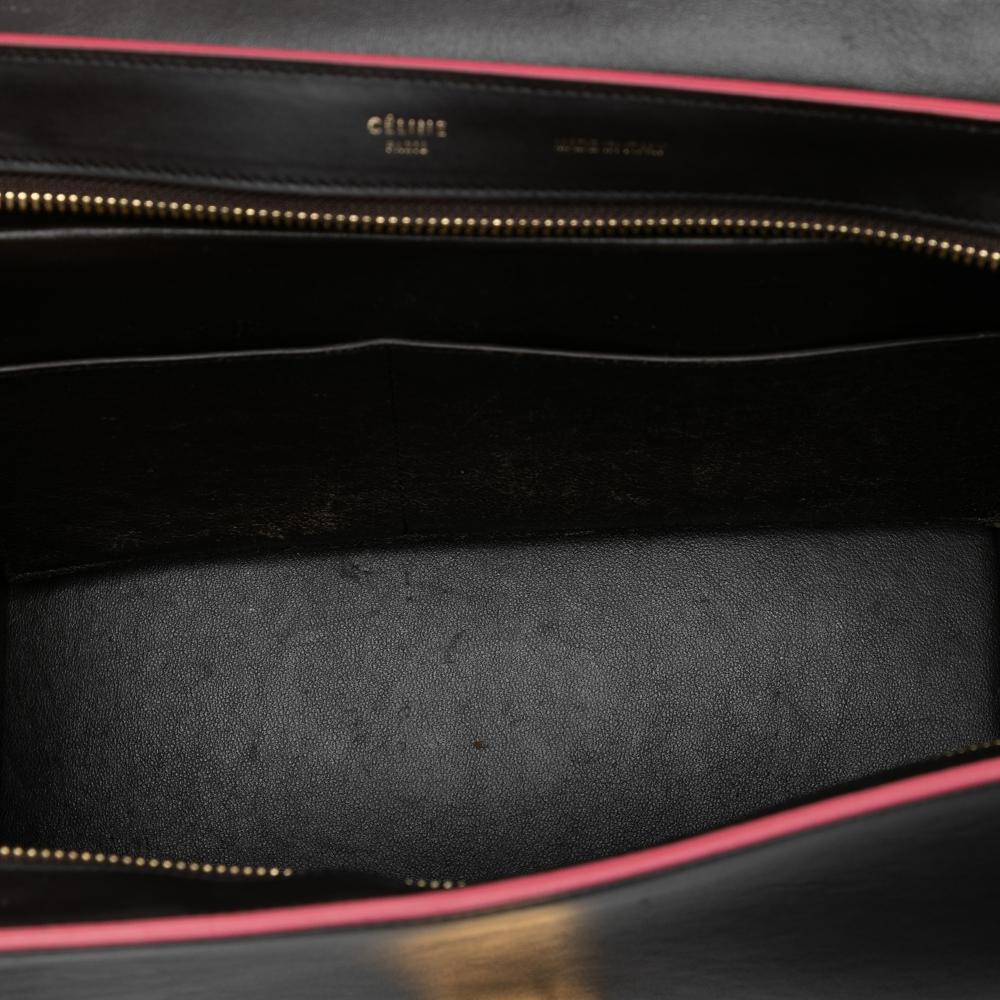 Celine B Celine Black Calf Leather Small Tricolor skin and Suede Trapeze Satchel Italy