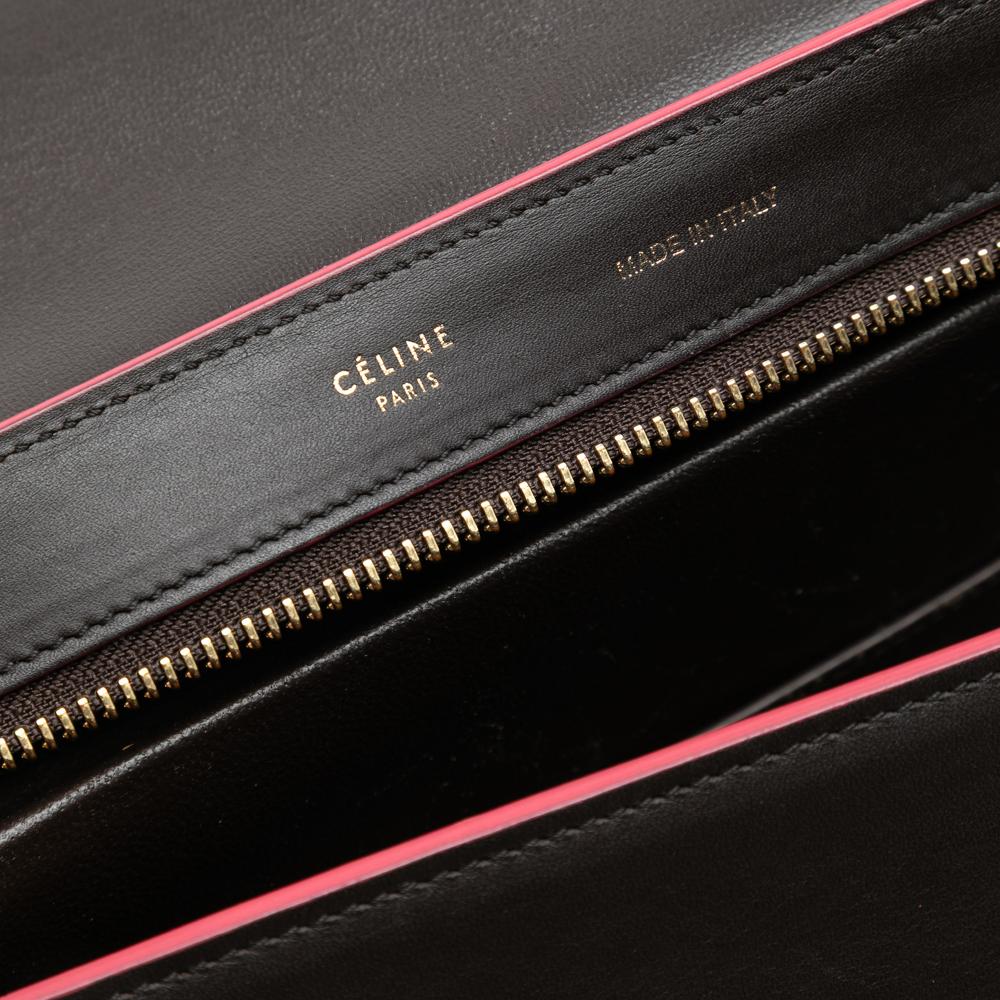 Celine B Celine Black Calf Leather Small Tricolor skin and Suede Trapeze Satchel Italy