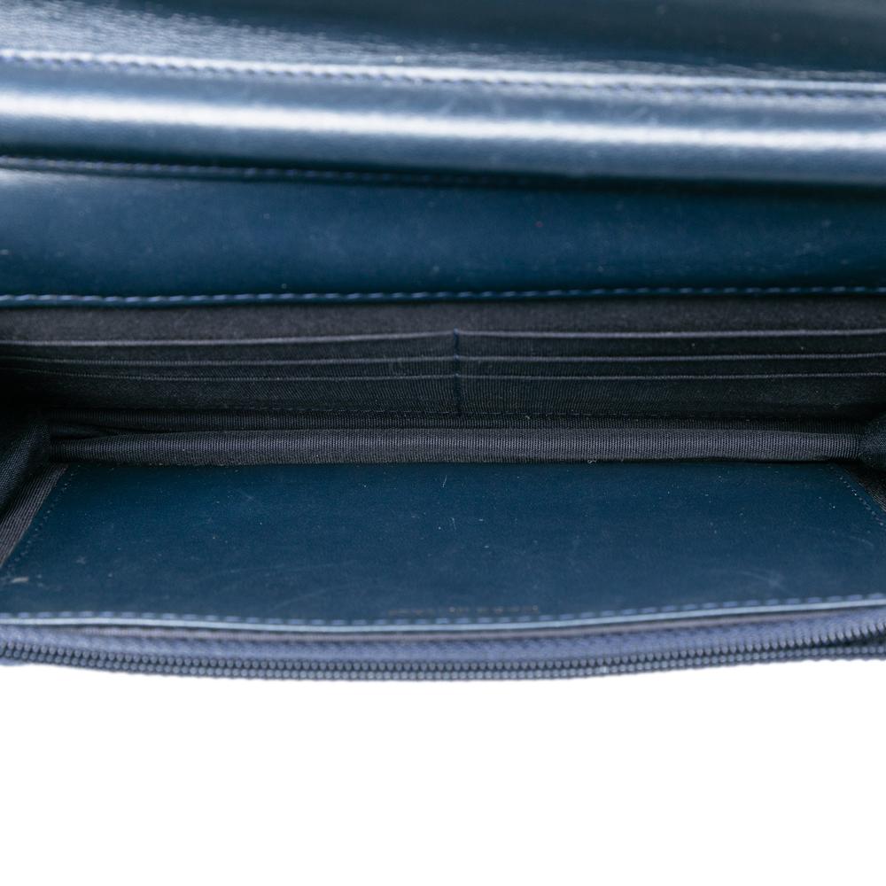 Chanel B Chanel Blue Navy Lambskin Leather Leather Quilted Lambskin Boy Wallet On Chain Italy