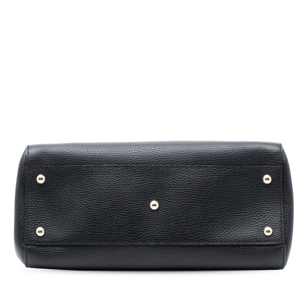 Gucci AB Gucci Black Calf Leather skin Swing Top Handle Satchel Italy