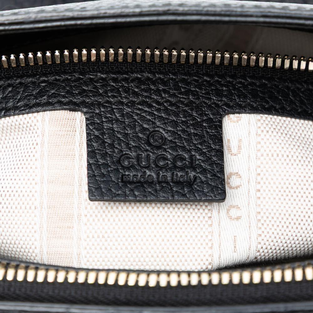 Gucci AB Gucci Black Calf Leather skin Swing Top Handle Satchel Italy