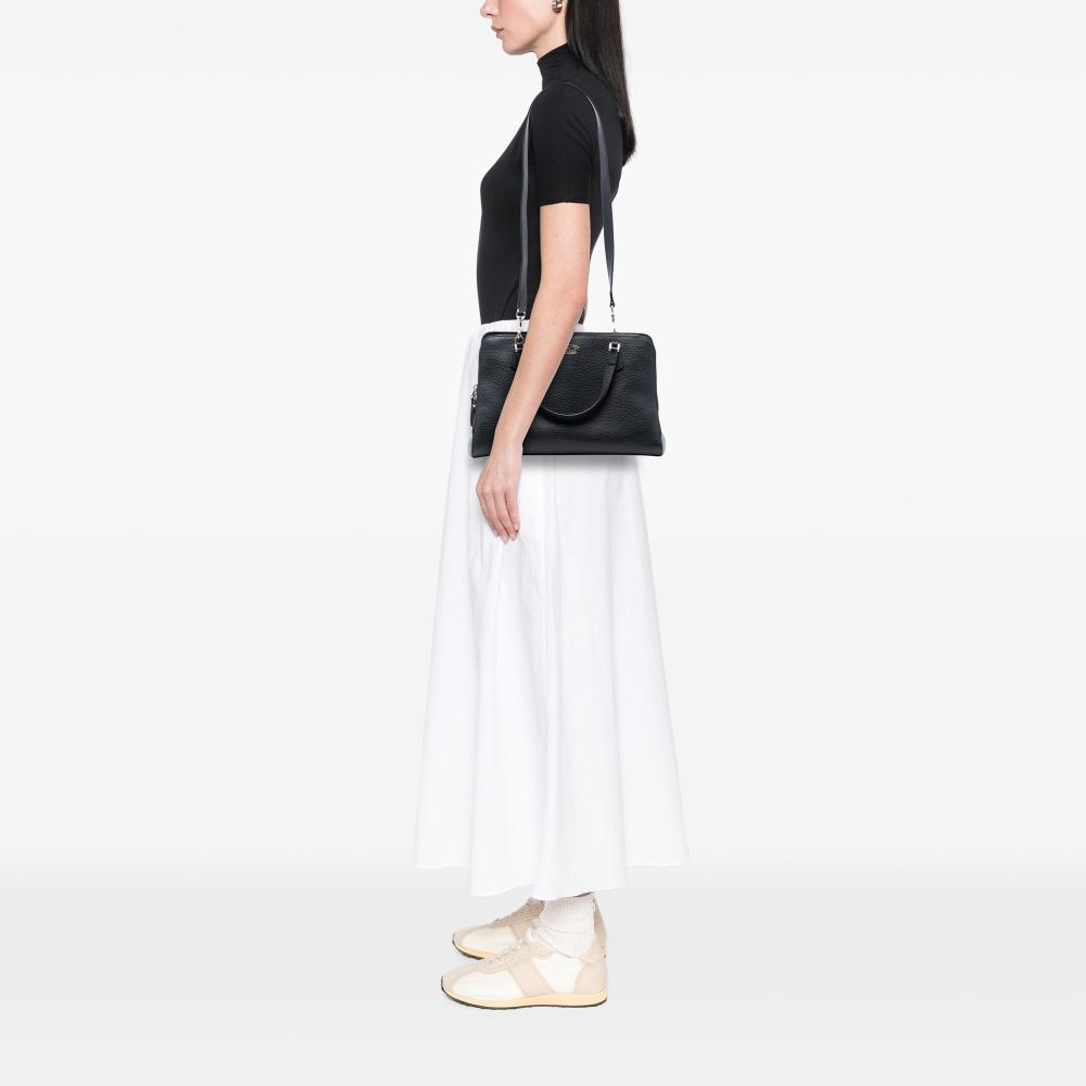 Gucci AB Gucci Black Calf Leather skin Swing Top Handle Satchel Italy