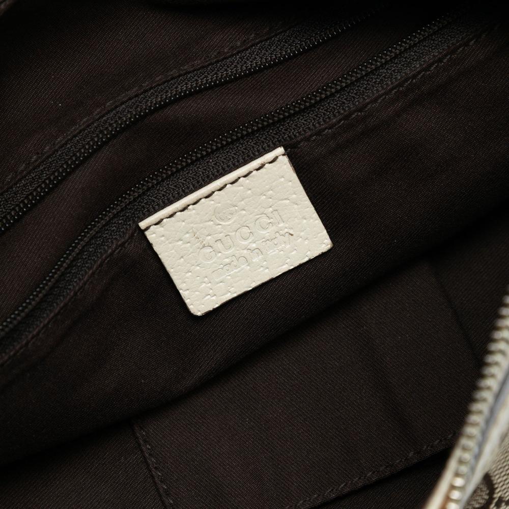 Gucci B Gucci Brown Beige with White Canvas Fabric Large GG Princy Hobo Italy