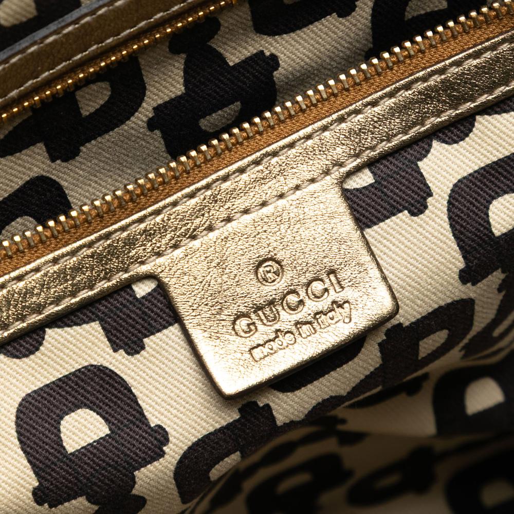 Gucci B Gucci Brown Beige Canvas Fabric Large GG Jolicoeur Tote Italy