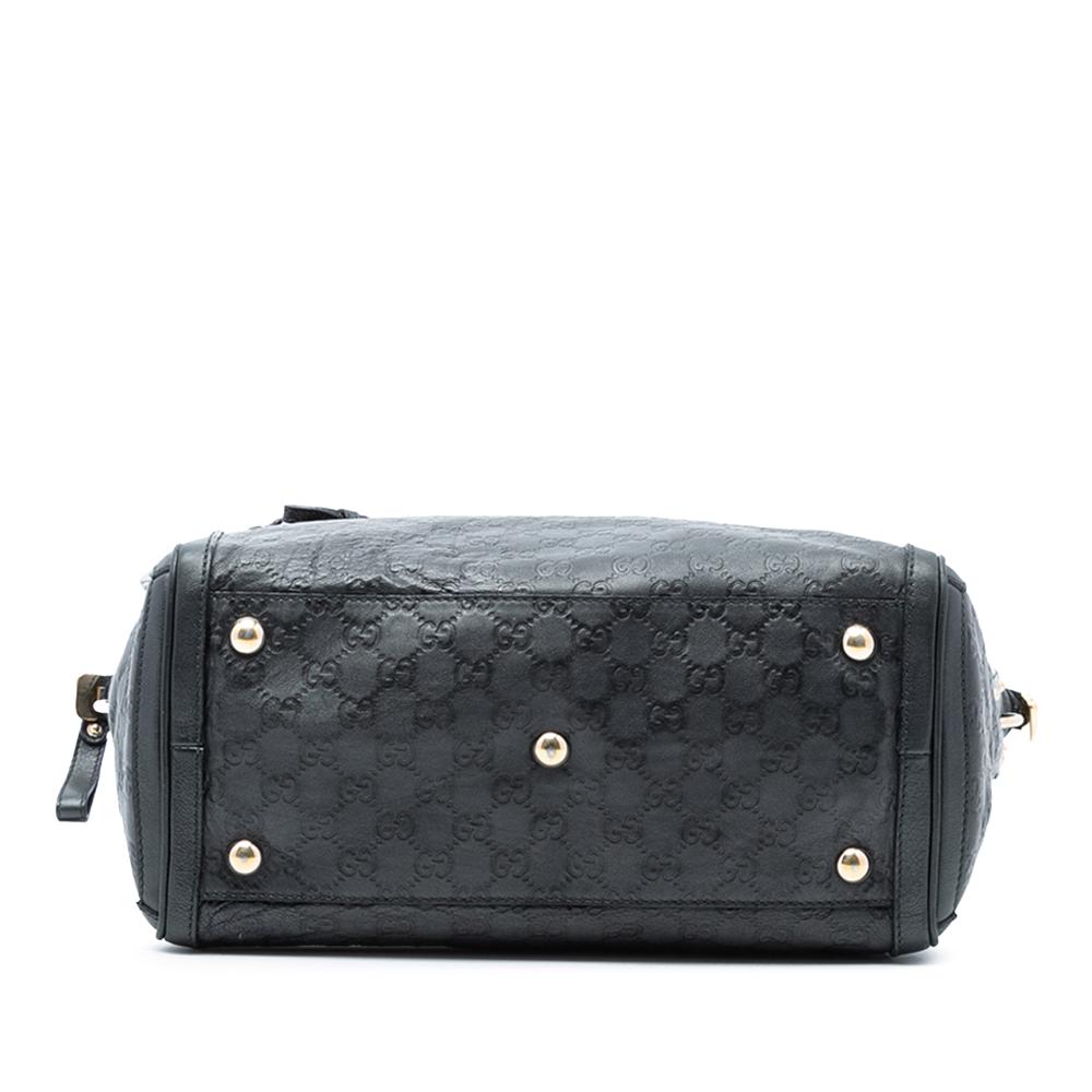 Gucci B Gucci Black Calf Leather Guccissima Charm Satchel Italy