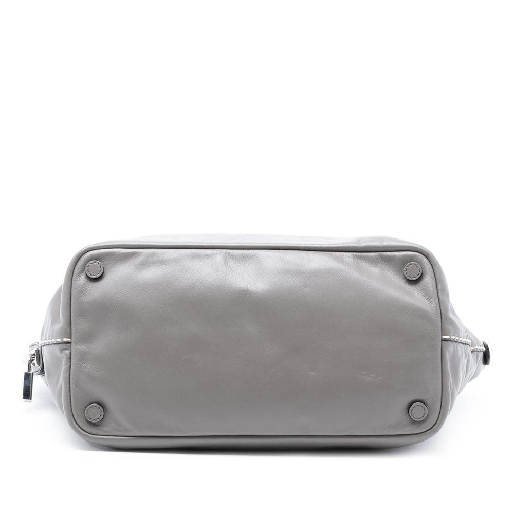 Prada AB Prada Gray Calf Leather Smooth skin Hand Stitched Double Handle Satchel Spain