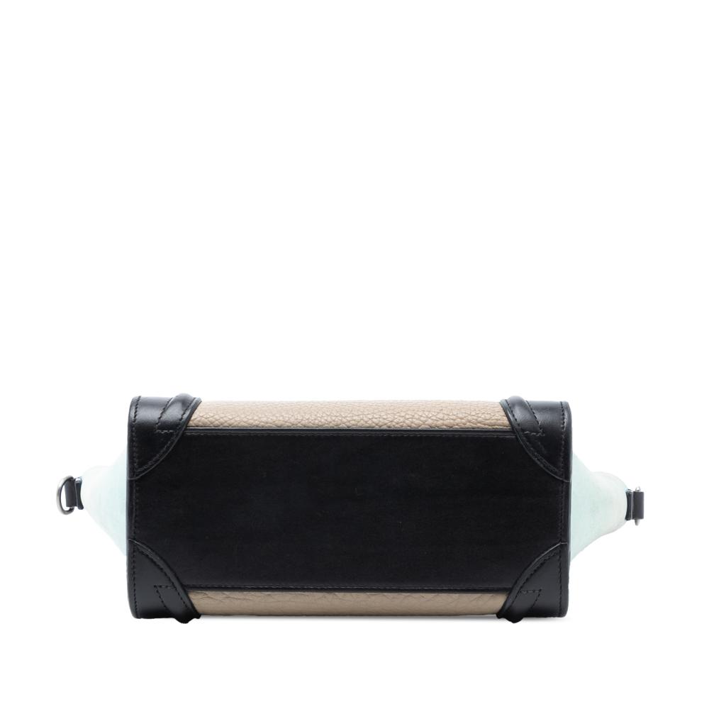 Celine B Celine Brown Beige Calf Leather Nano Tricolor Nubuck and Drummed skin Luggage Tote Italy