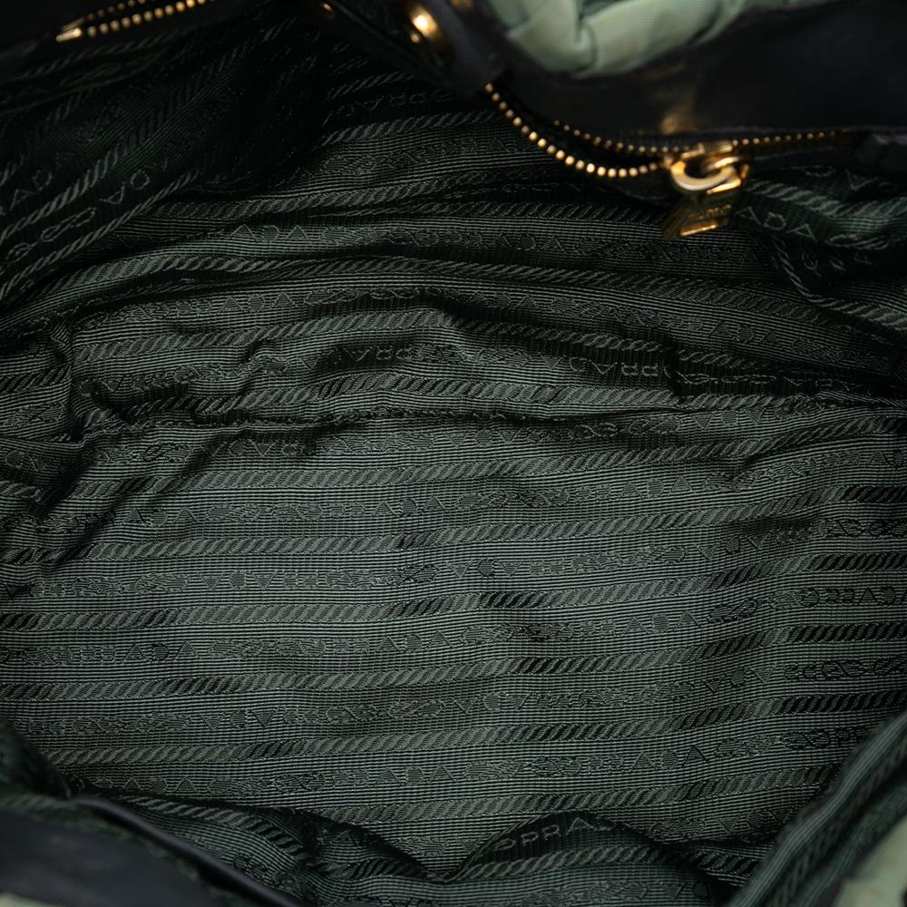 Prada B Prada Green Nylon Fabric Tessuto Gaufre Tote Italy