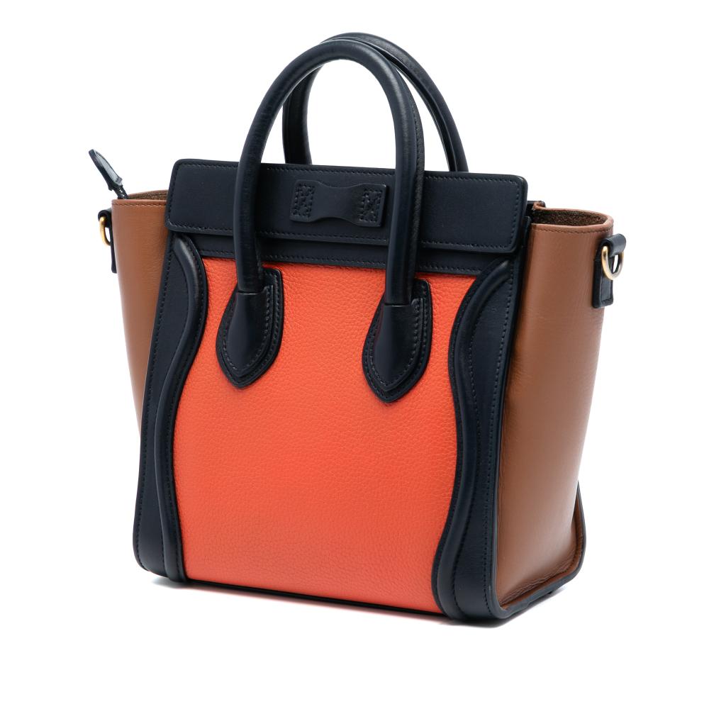 Celine B Celine Orange with Multi Calf Leather Nano Tricolor Luggage Tote Italy
