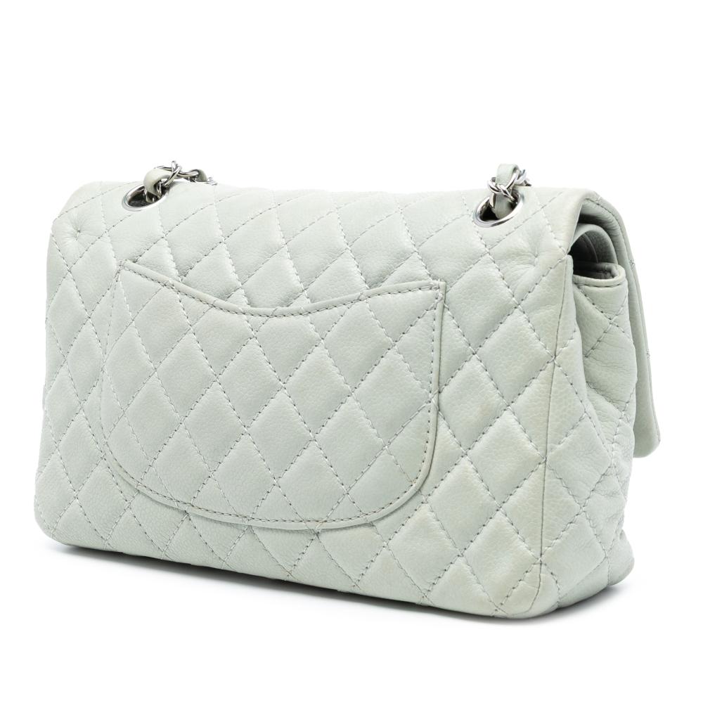 Chanel B Chanel Gray Light Gray Caviar Leather Leather Medium Classic Caviar Double Flap France