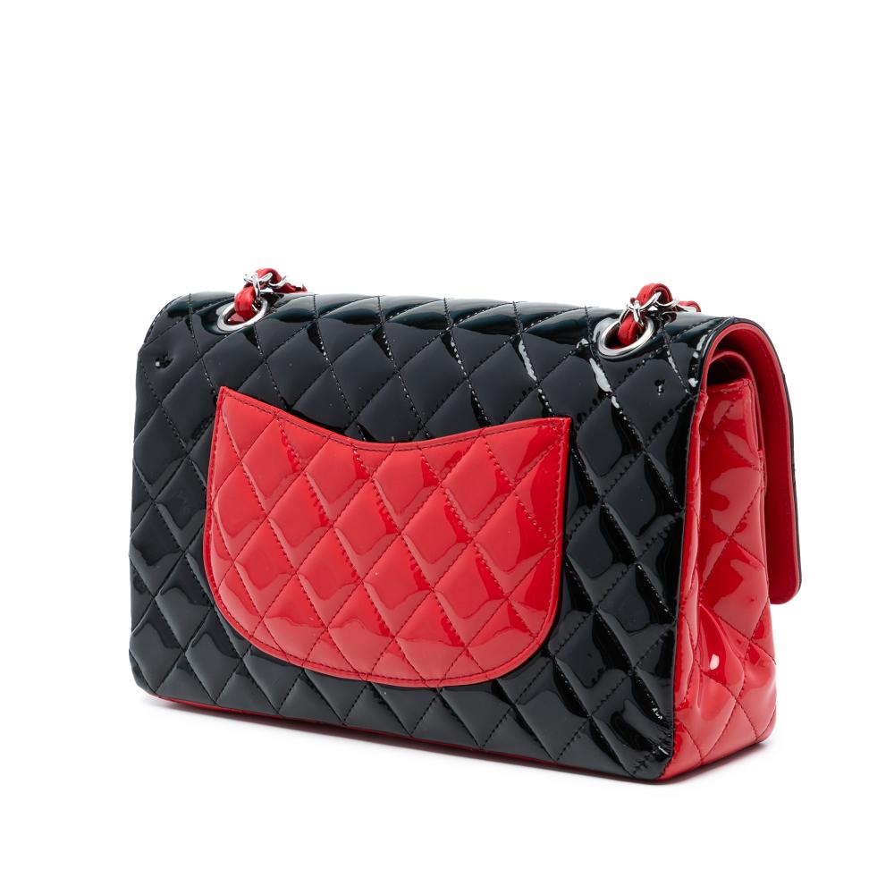 Chanel AB Chanel Black with Red Patent Leather Leather Medium Classic Bicolor Patent Double Flap France