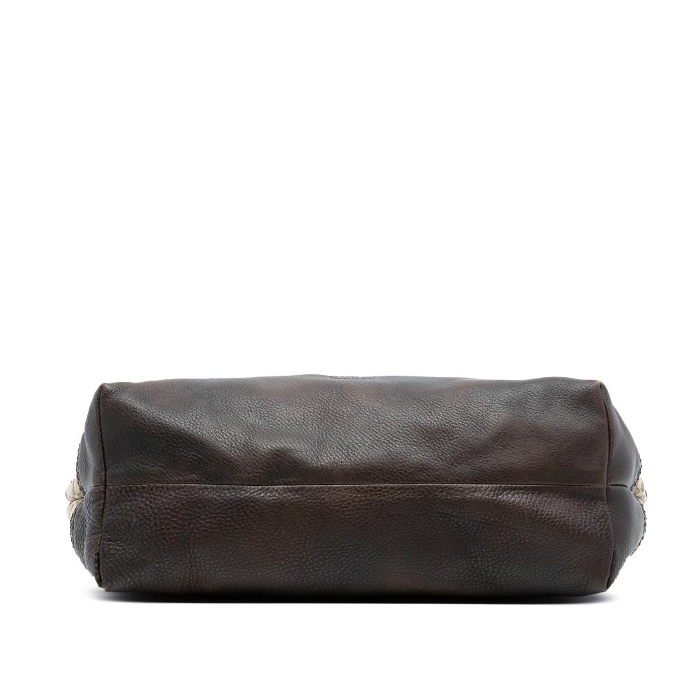 Gucci B Gucci Brown Beige Canvas Fabric Large GG Laidback Crafty Tote Italy