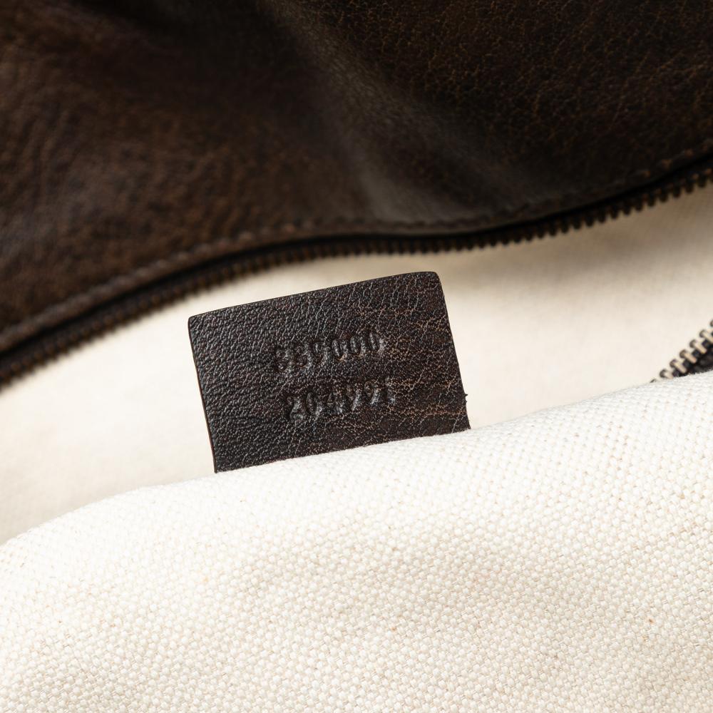 Gucci B Gucci Brown Beige Canvas Fabric Large GG Laidback Crafty Tote Italy