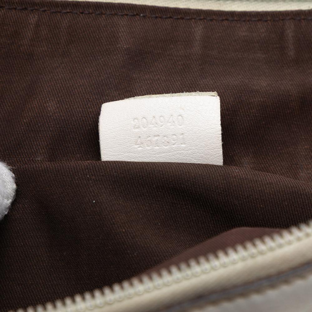 Gucci B Gucci Brown Beige with White Canvas Fabric GG Abbey D Ring Crossbody Italy