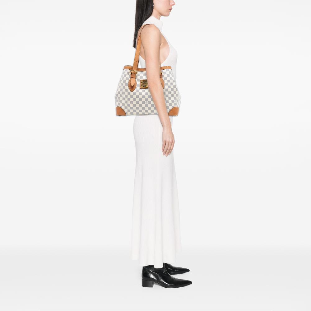 Louis Vuitton B Louis Vuitton White Damier Canvas Fabric Damier Azur Hampstead MM France