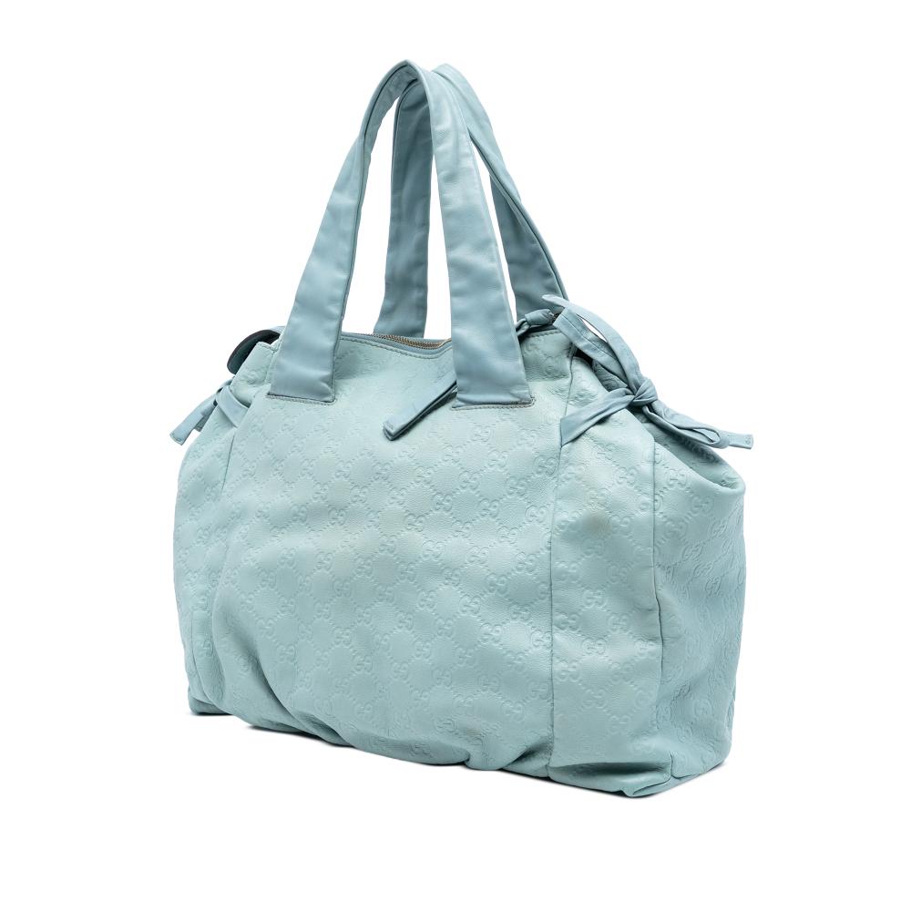 Gucci B Gucci Blue Light Blue Calf Leather Small Guccissima Hysteria Handbag Italy