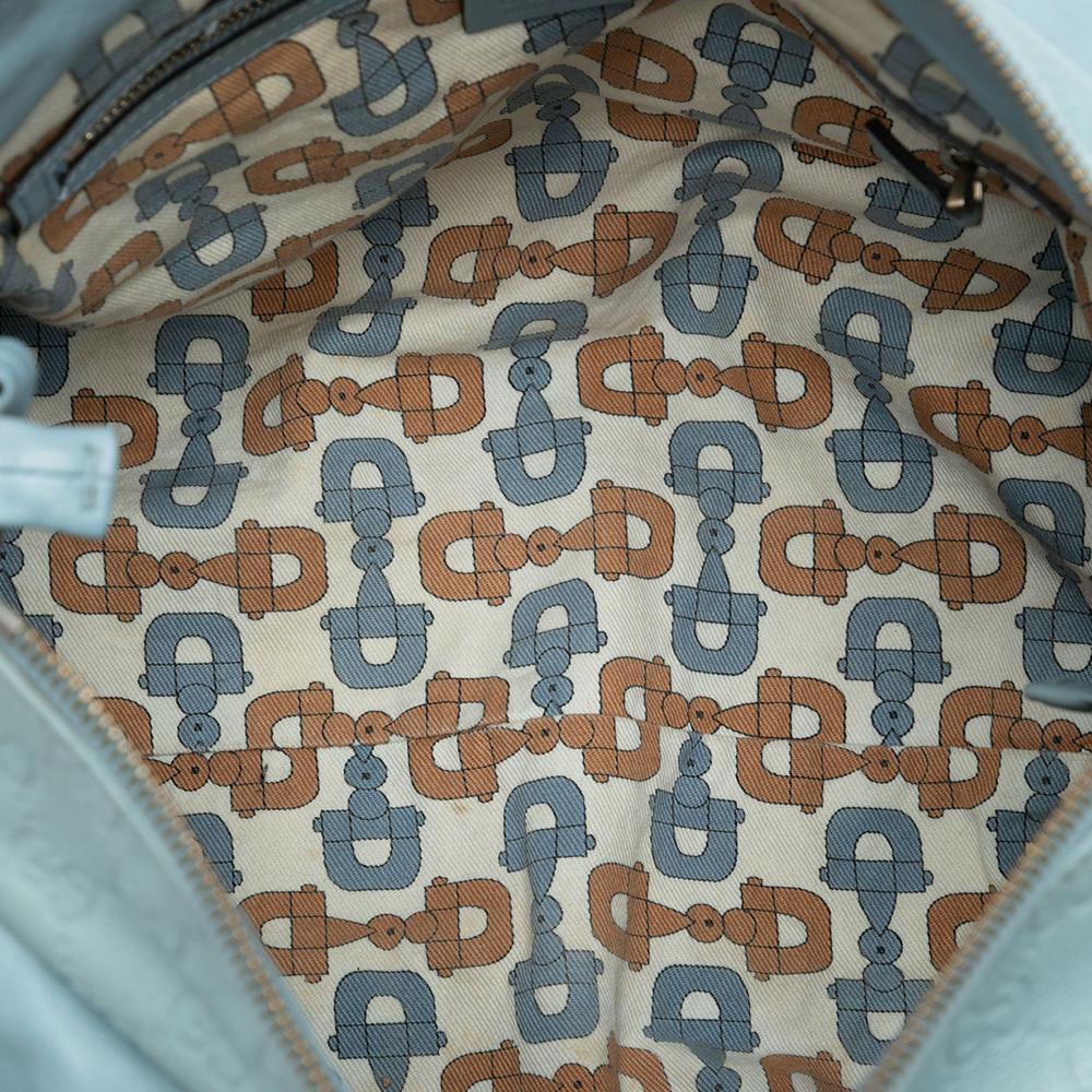 Gucci B Gucci Blue Light Blue Calf Leather Small Guccissima Hysteria Handbag Italy