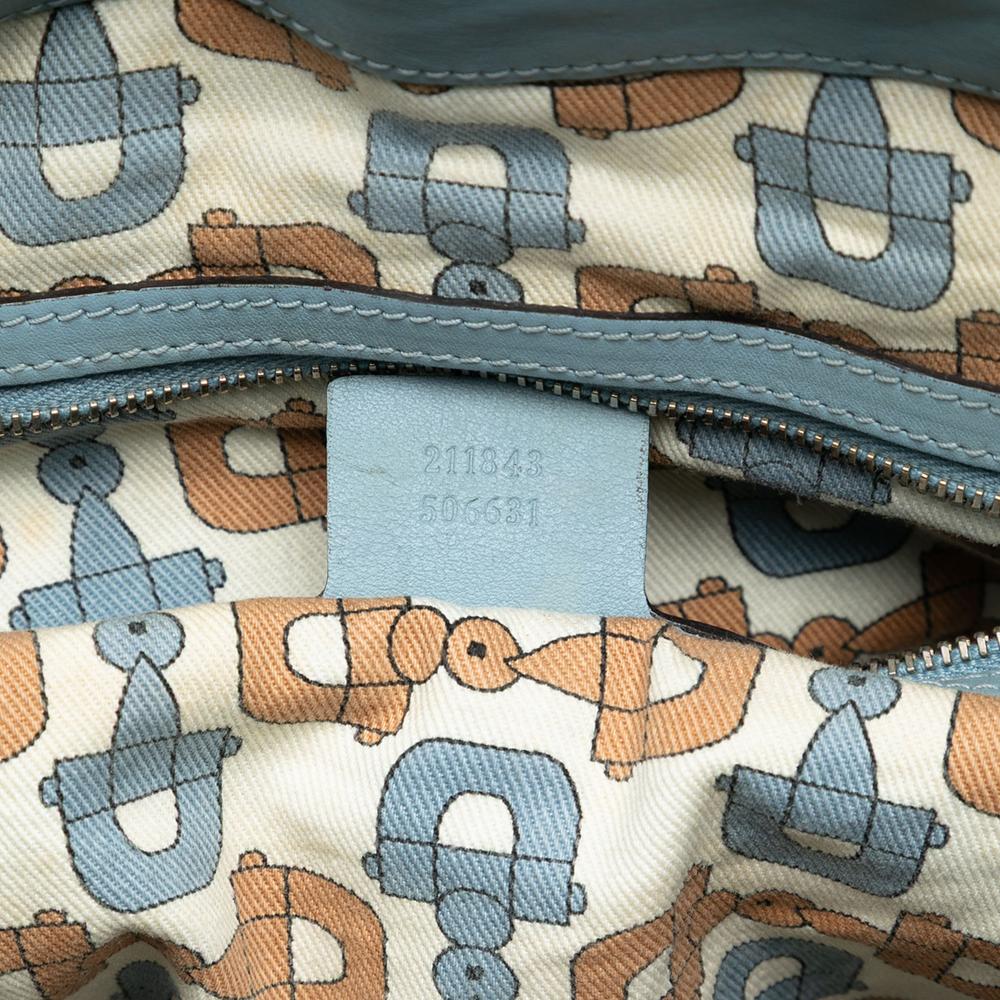 Gucci B Gucci Blue Light Blue Calf Leather Small Guccissima Hysteria Handbag Italy