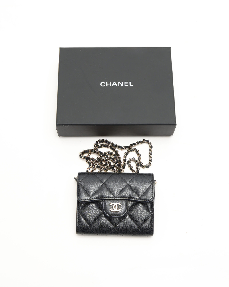 Chanel Caviar Quilted Flap Card Holder On Chain Bag