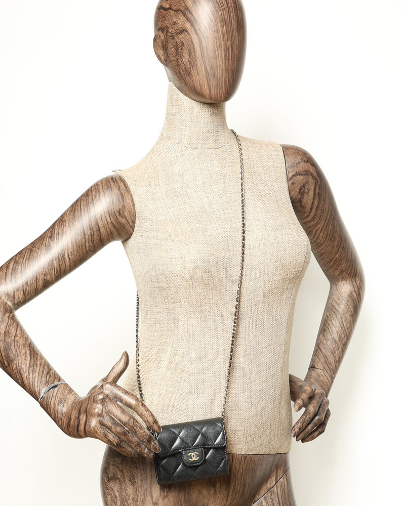 Chanel Caviar Quilted Flap Card Holder On Chain Bag