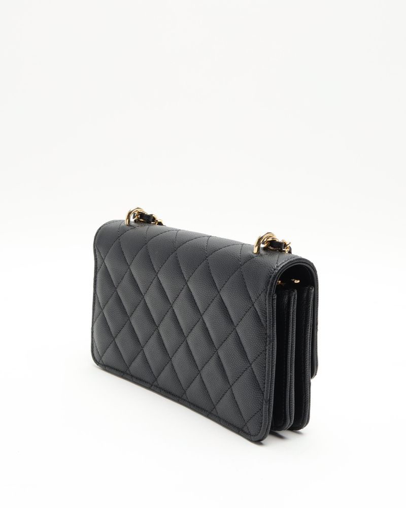 Chanel Caviar Quilted Wallet On Chain Charm Bag