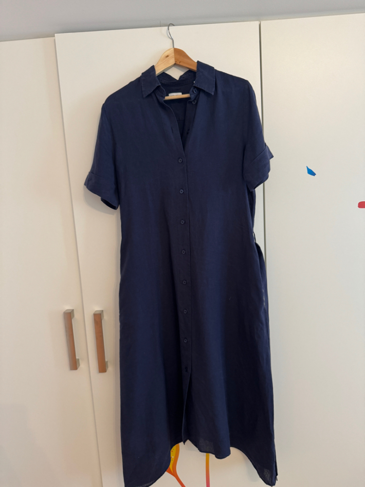 Seidensticker Blaues Leinenkleid Größe 38