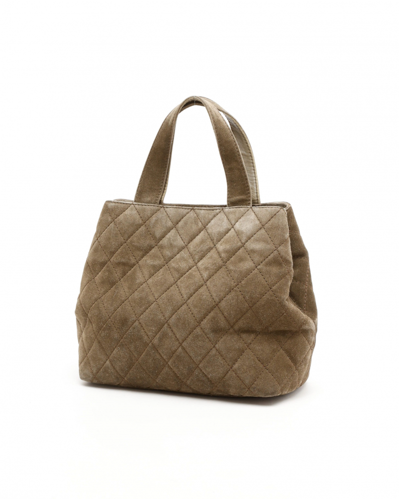 Chanel CC Quilted Suede Bag
