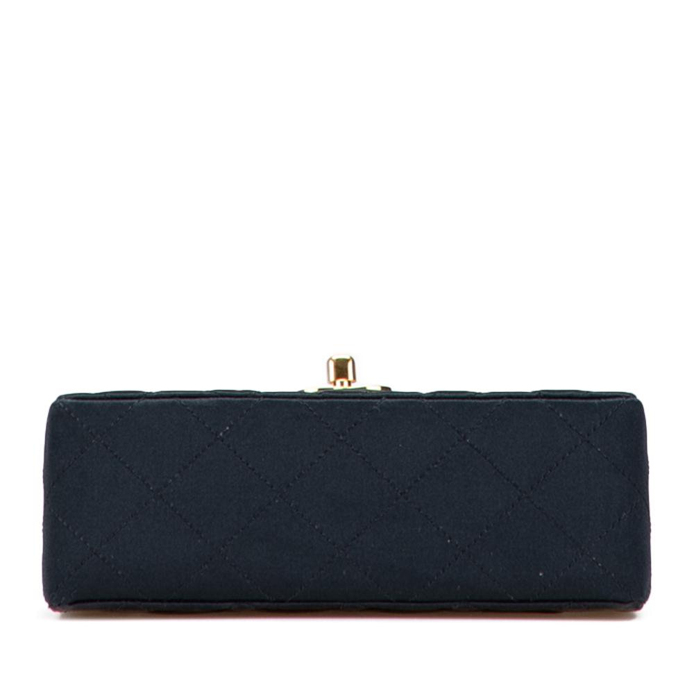 Chanel B Chanel Black Satin Fabric Mini Square Quilted Single Flap France