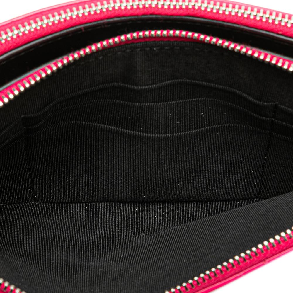 Chanel AB Chanel Pink Hot Pink Patent Leather Leather Bicolor Patent Double Zip Wallet on Chain Italy