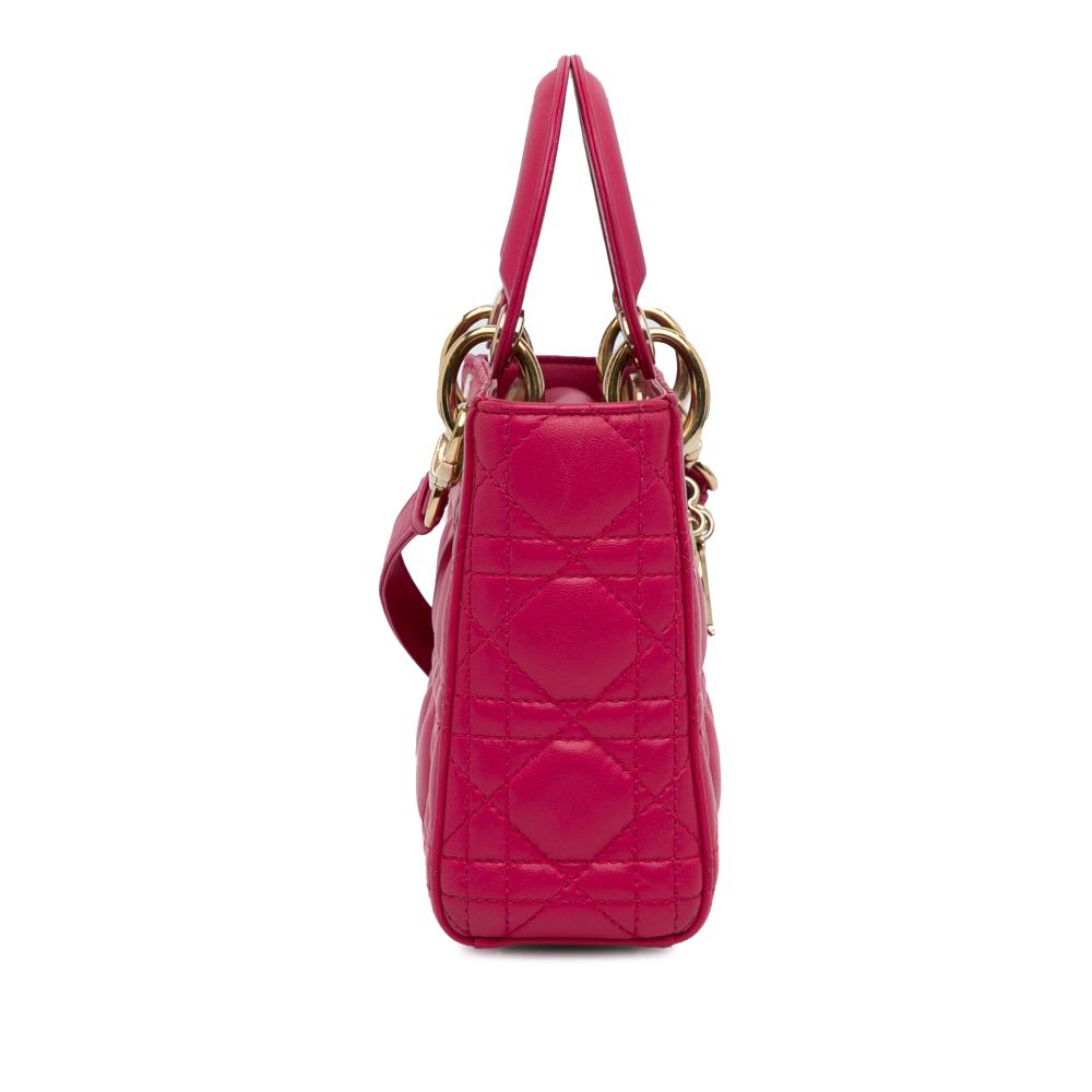Christian Dior AB Dior Pink Lambskin Leather Leather Mini Lambskin Cannage Lady Dior Italy