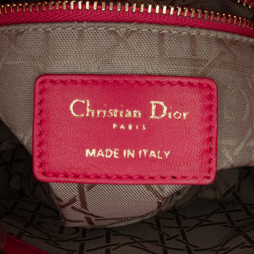 Christian Dior AB Dior Pink Lambskin Leather Leather Mini Lambskin Cannage Lady Dior Italy