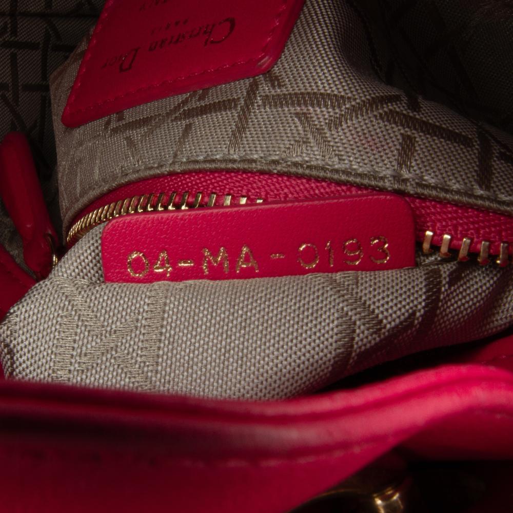 Christian Dior AB Dior Pink Lambskin Leather Leather Mini Lambskin Cannage Lady Dior Italy
