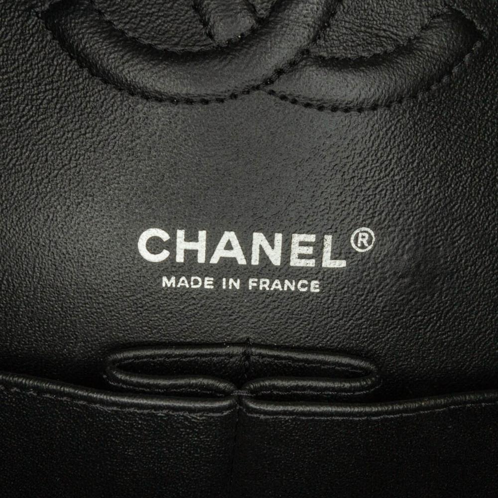 Chanel B Chanel Black Denim Fabric Medium Double Flap France