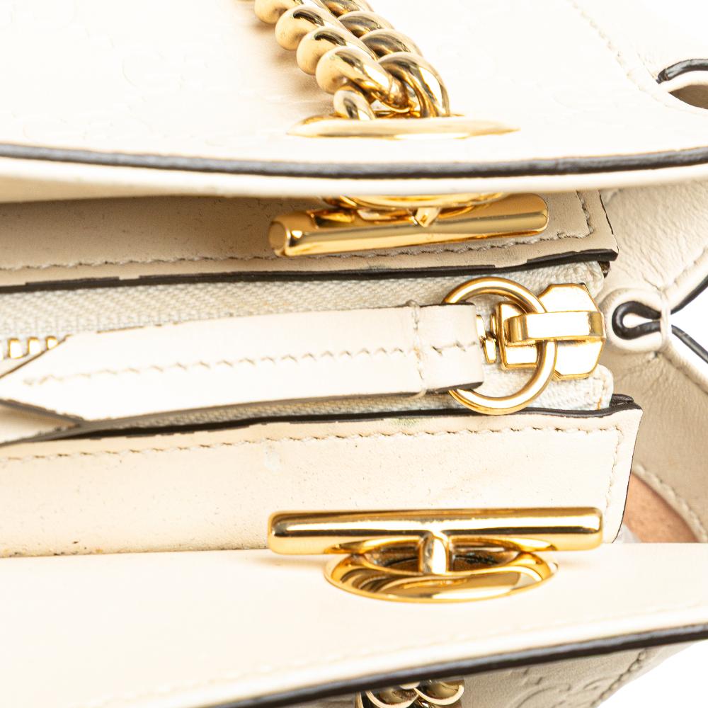 Gucci B Gucci White Calf Leather Medium Guccissima Soft Shoulder Bag Italy