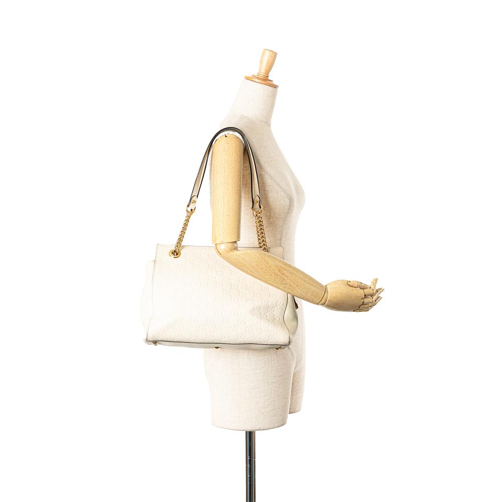 Gucci B Gucci White Calf Leather Medium Guccissima Soft Shoulder Bag Italy