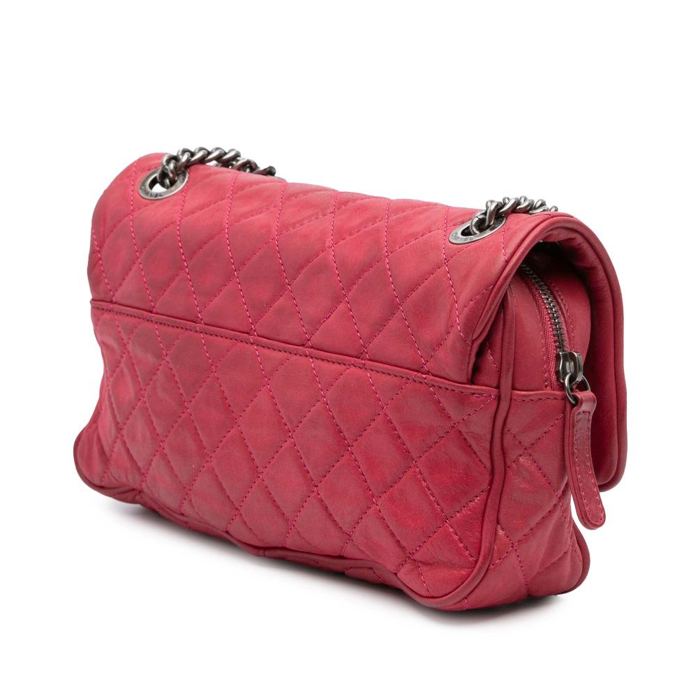 Chanel B Chanel Pink Strawberry Calf Leather Small Quilted Iridescent skin Shiva Flap Italy