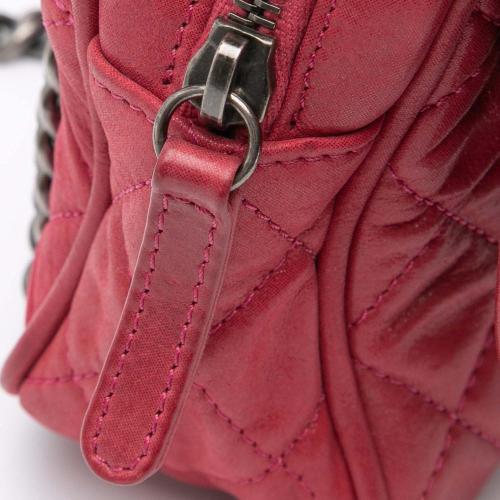 Chanel B Chanel Pink Strawberry Calf Leather Small Quilted Iridescent skin Shiva Flap Italy