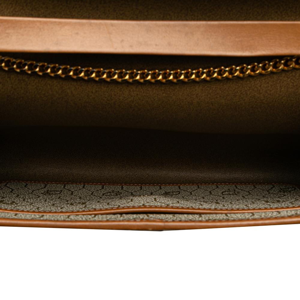 Christian Dior B Dior Brown Beige Coated Canvas Fabric Honeycomb Chain Shoulder Bag France
