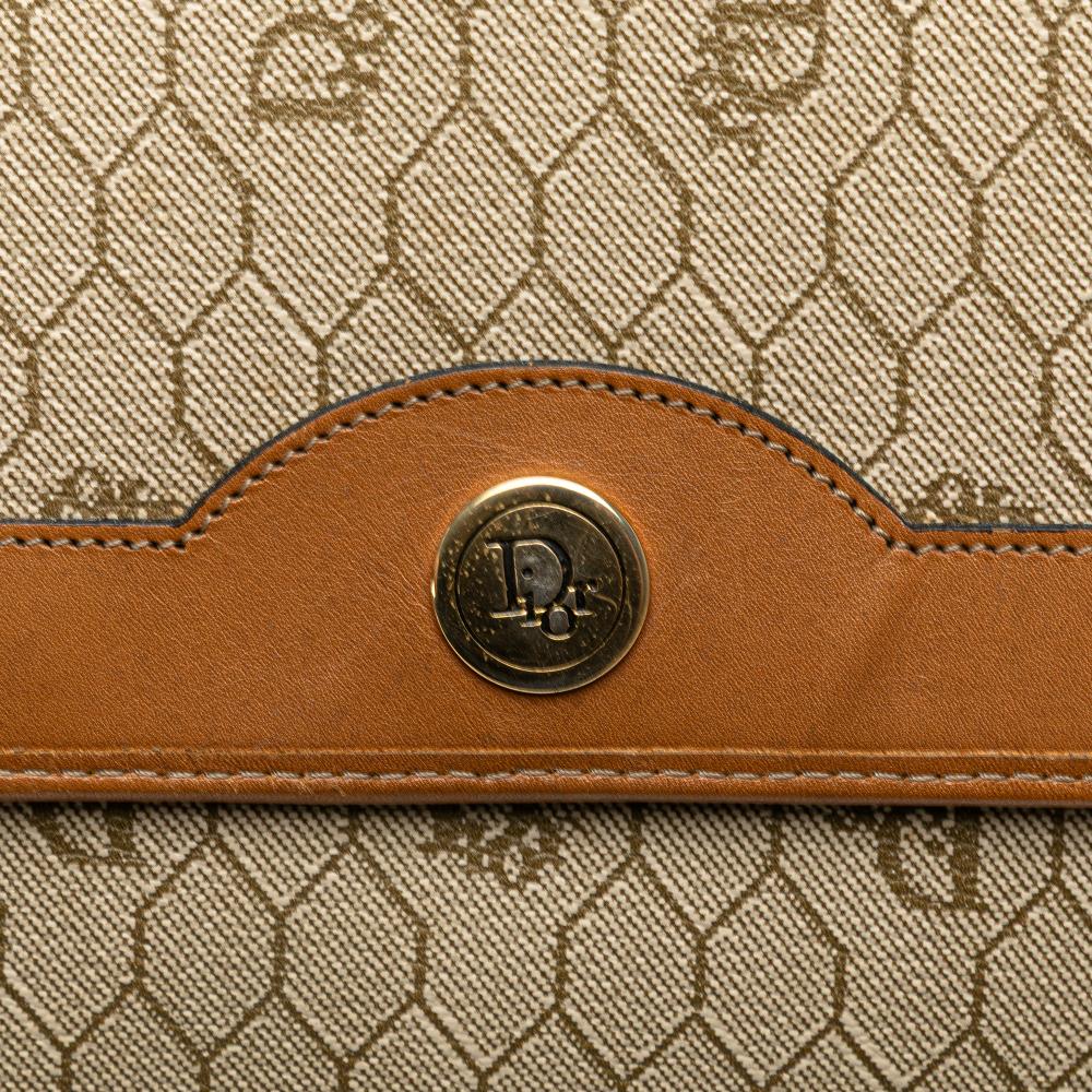 Christian Dior B Dior Brown Beige Coated Canvas Fabric Honeycomb Chain Shoulder Bag France