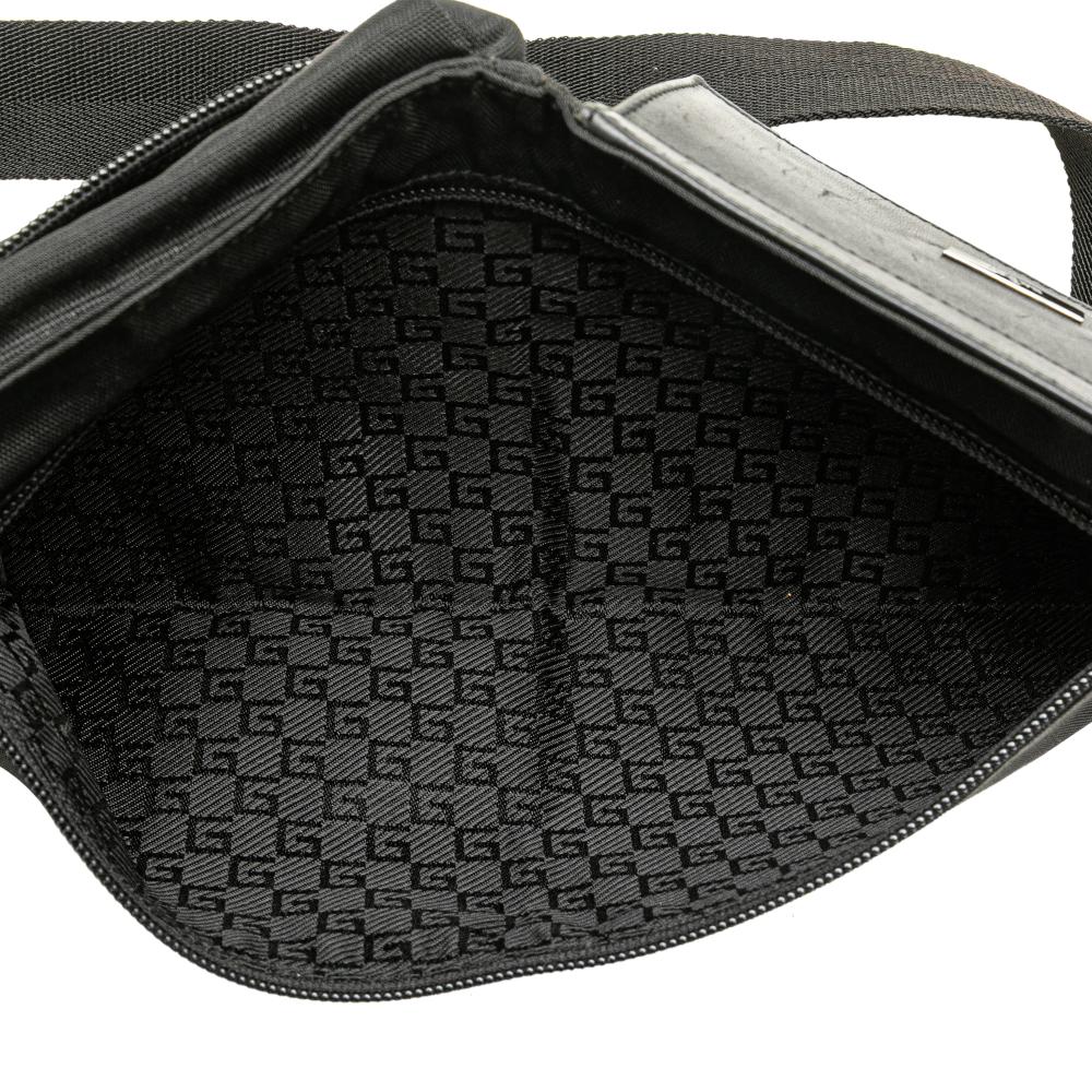 Gucci B Gucci Black Nylon Fabric Double Pocket Belt Bag Italy