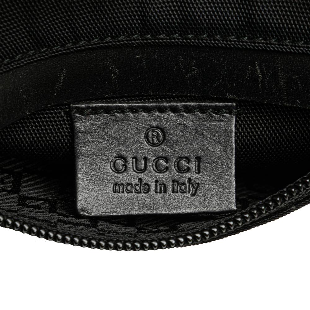 Gucci B Gucci Black Nylon Fabric Double Pocket Belt Bag Italy