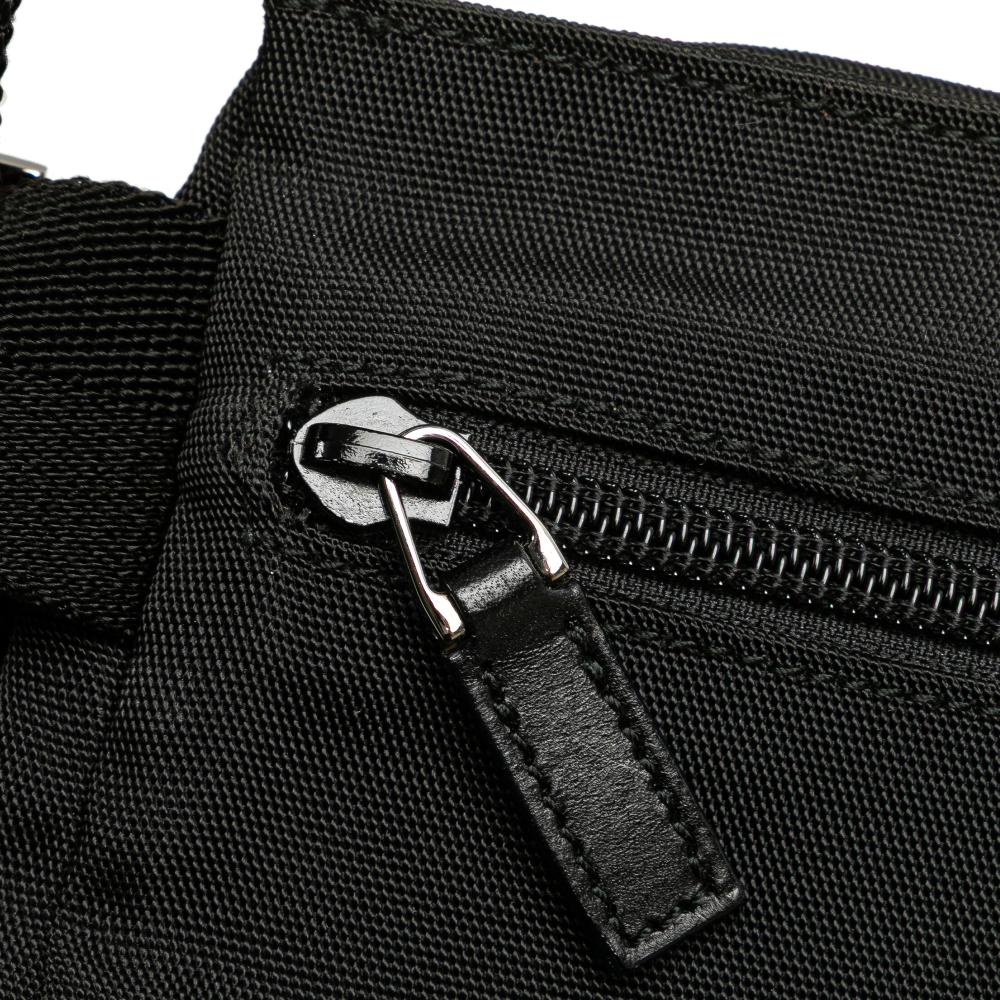 Gucci B Gucci Black Nylon Fabric Double Pocket Belt Bag Italy