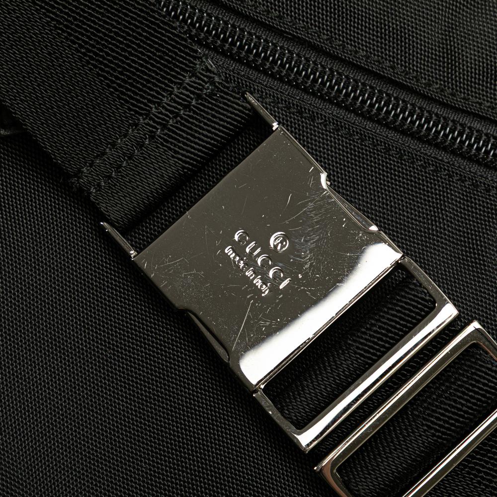 Gucci B Gucci Black Nylon Fabric Double Pocket Belt Bag Italy