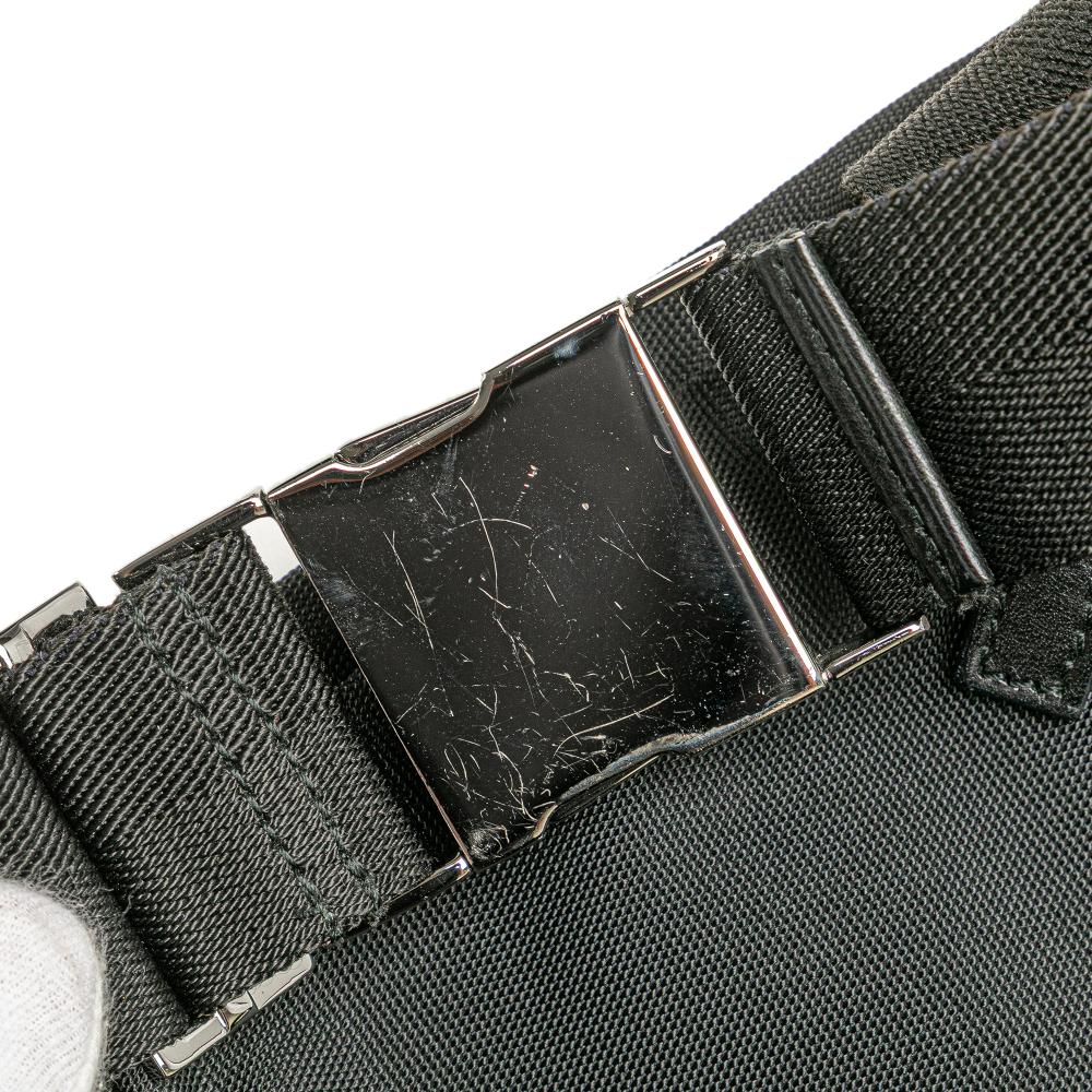 Gucci B Gucci Black Nylon Fabric Double Pocket Belt Bag Italy