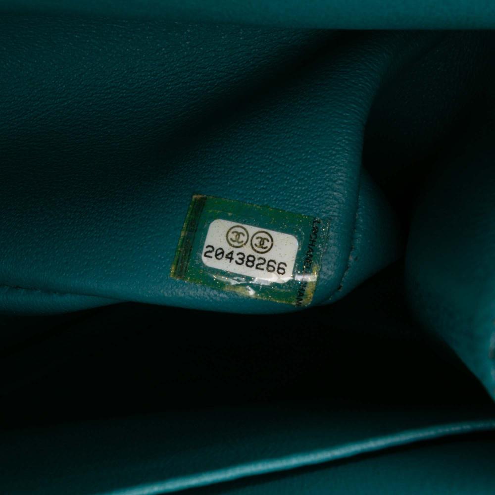 Chanel B Chanel Blue Turquoise Lambskin Leather Leather Jumbo Classic Lambskin Double Flap Italy