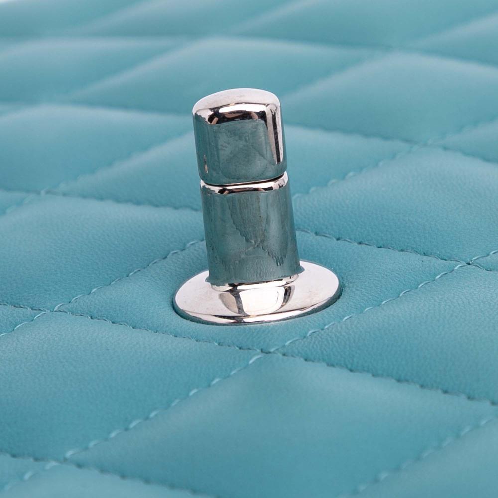 Chanel B Chanel Blue Turquoise Lambskin Leather Leather Jumbo Classic Lambskin Double Flap Italy