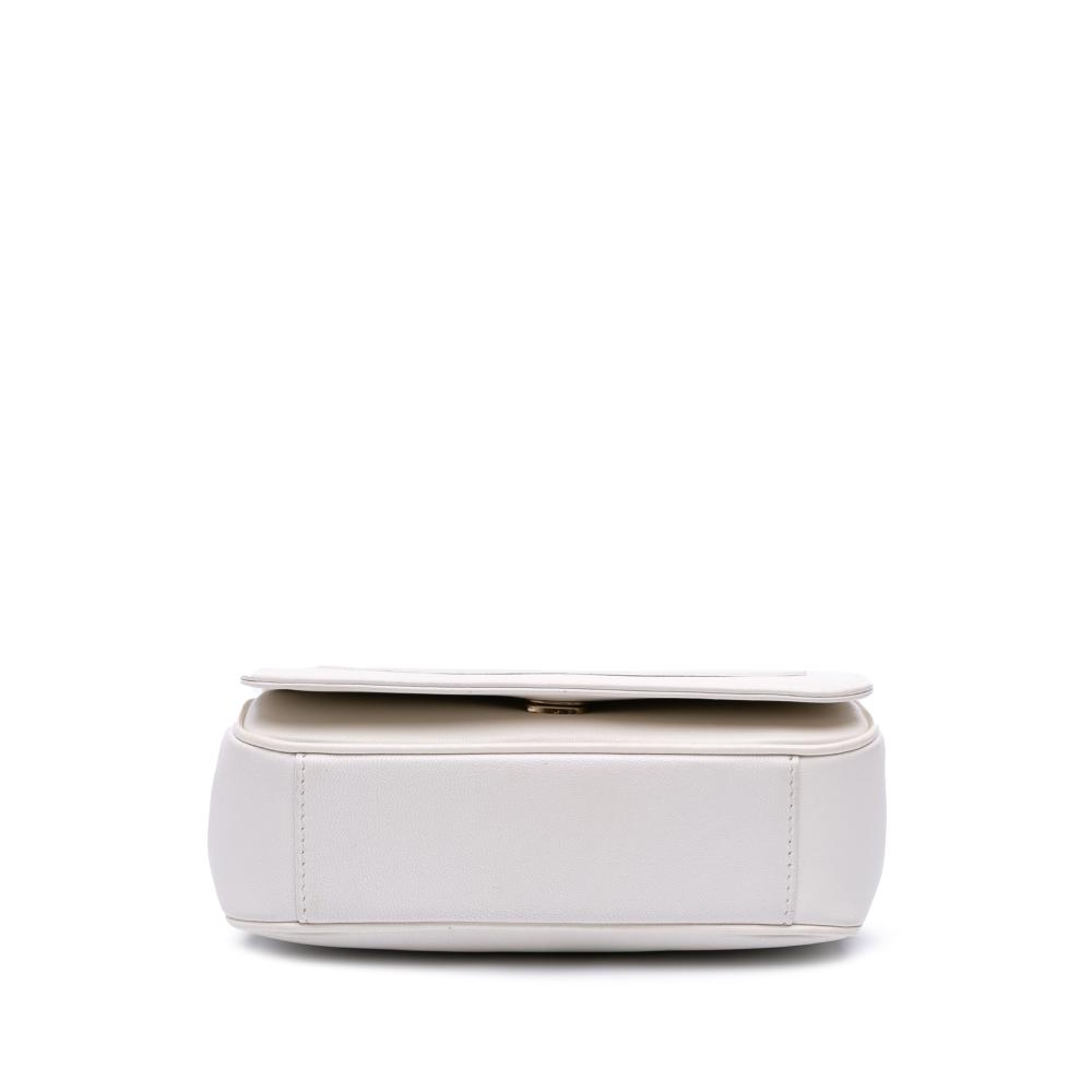 Chanel AB Chanel White Lambskin Leather Leather Lambskin CC Mania Flap Italy