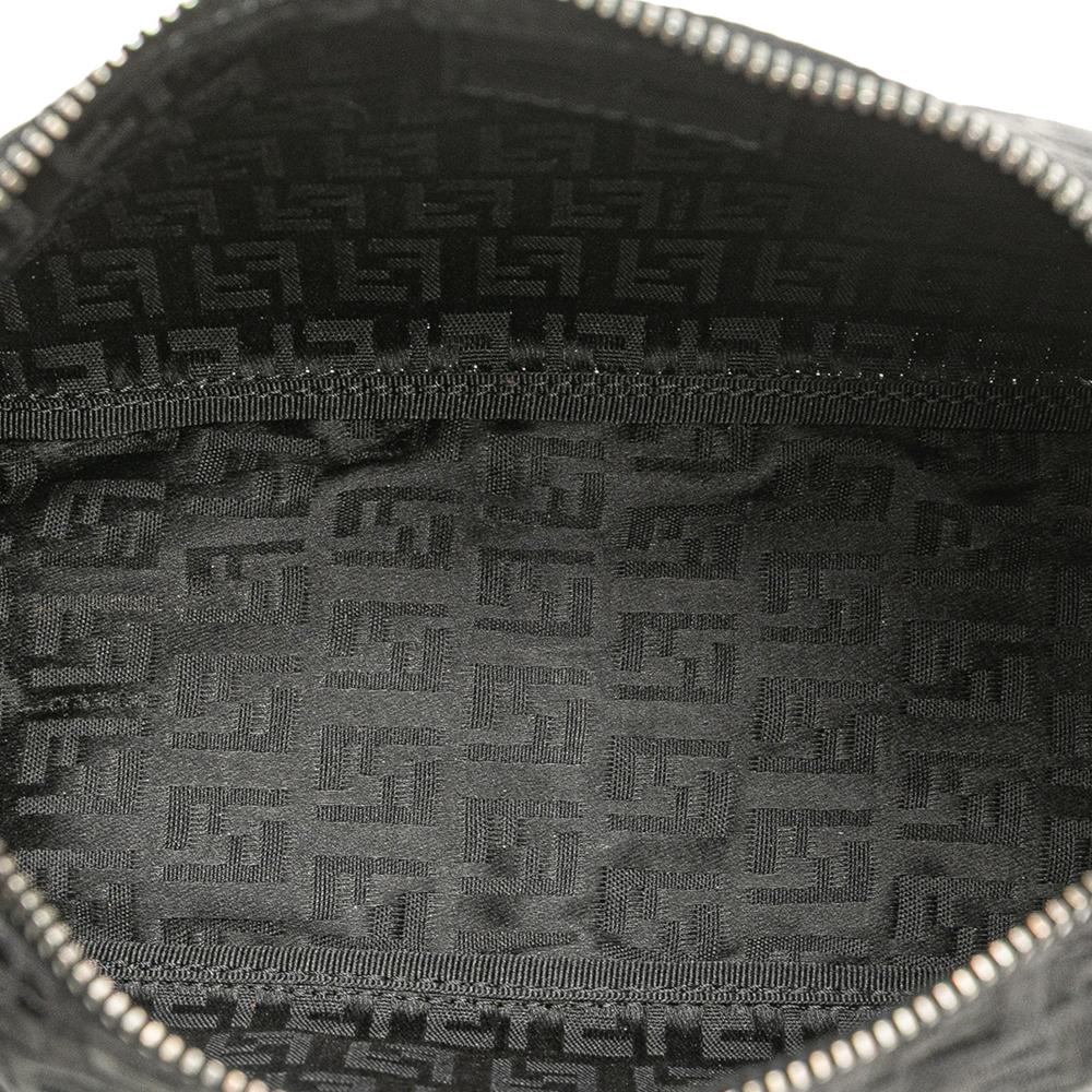 Fendi B Fendi Black Canvas Fabric Zucchino Handbag Italy