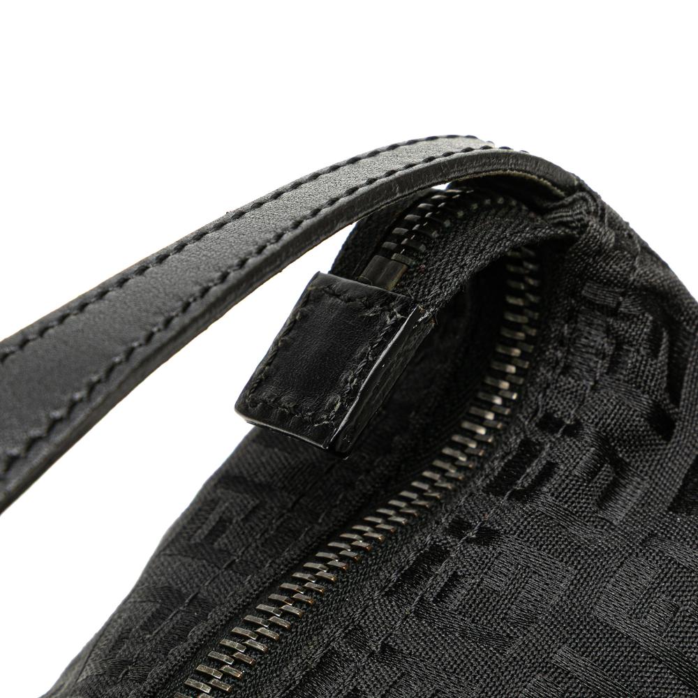 Fendi B Fendi Black Canvas Fabric Zucchino Handbag Italy